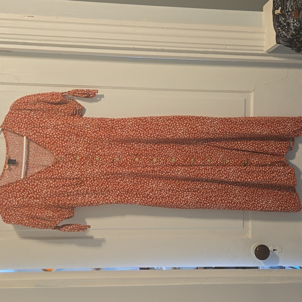 Universal Thread Red Ditsy Floral Midi Dress